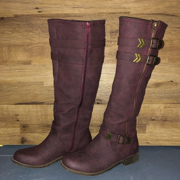 burgundy riding boots